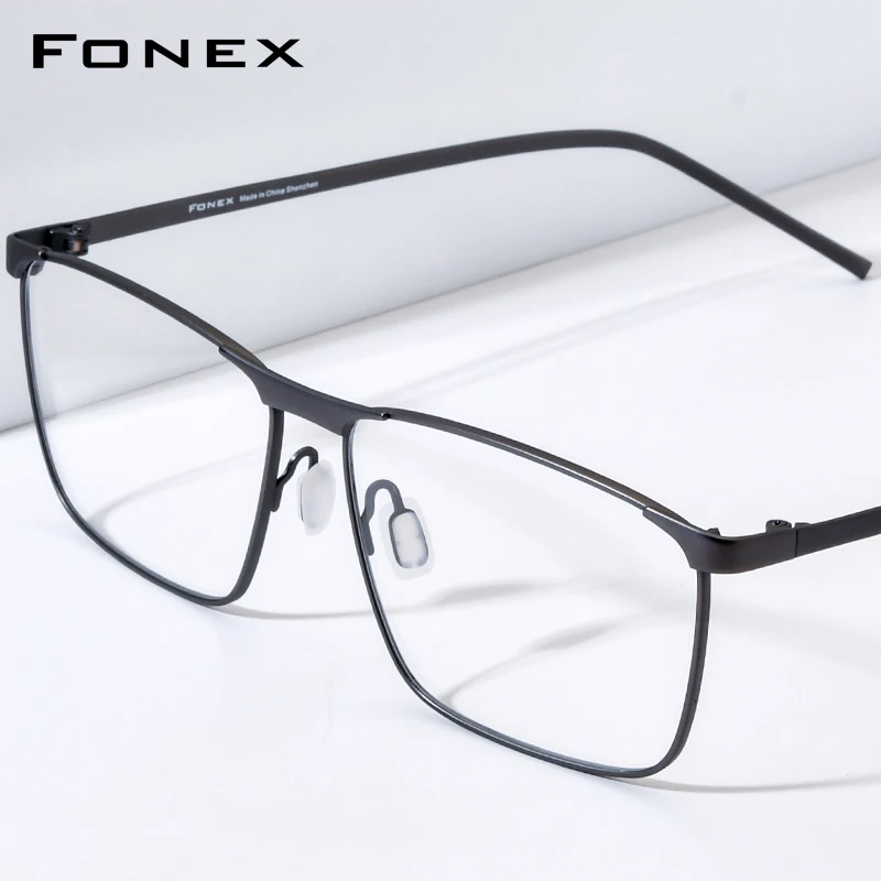 FONEX Pure Titanium Eyeglasses Frame Men New Brand Design Square Glasses Japanese Full-Rim Ultralight High-Quality Eyewear 8526