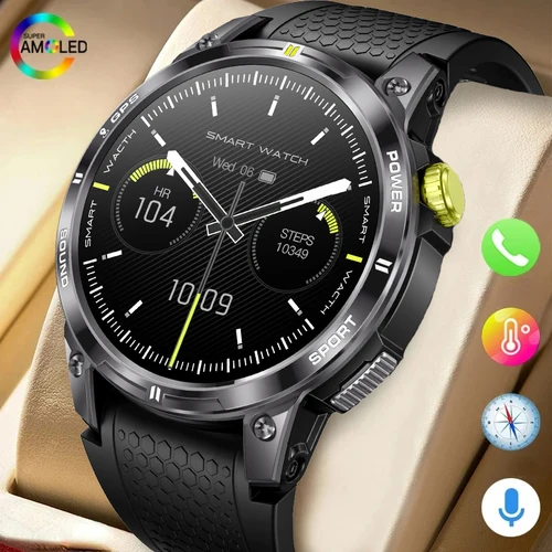 Reloj Inteligente para Hombre 2026, Pantalla AMOLED HD de 1.5 Pulgadas, Llamadas Bluetooth, GPS, Rastreador de Actividad Física Deportiva Militar, Android IOS