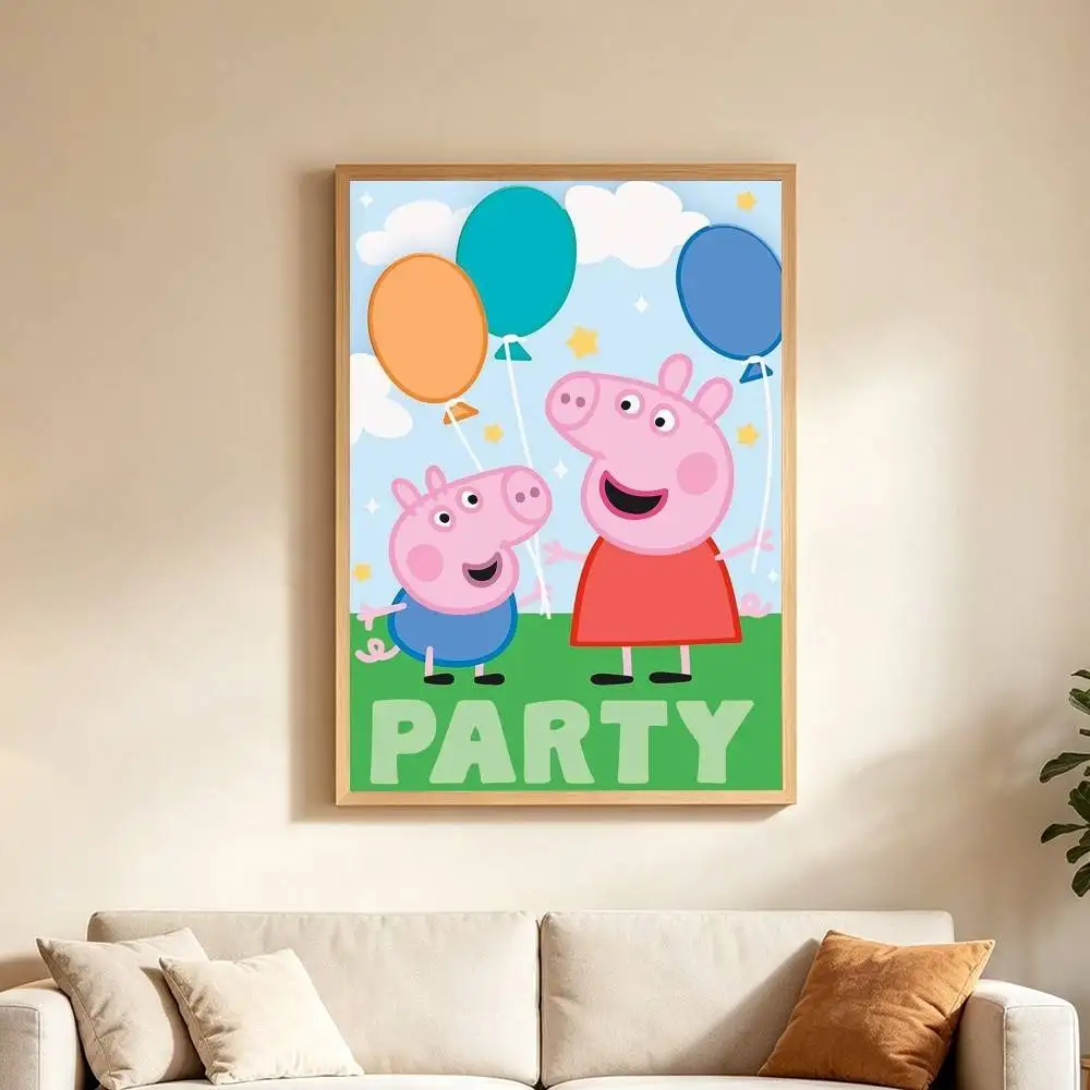 Peppa Pig C-Cartoon P-Pink Poster High Quality Dorm Living Room Aesthetic Wall Decoration Painting Stickers Gift view 5