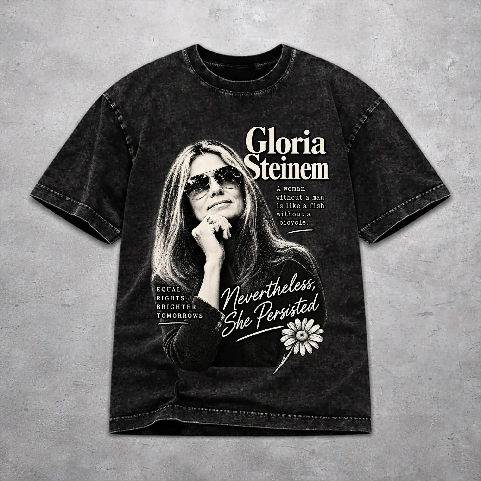 Retro Women Men RIP Gloria Steinem  Tee Shirt Cotton Washed  T Shirts Outfits