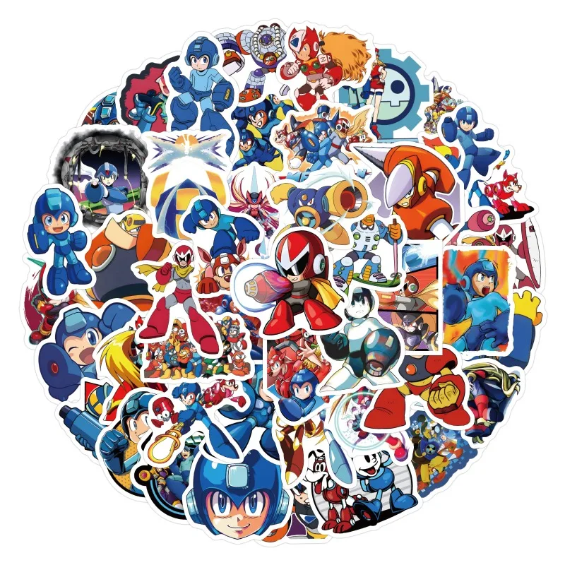 60pcs Mega Man Cartoon Graffiti Sticker Suitcase Stationery Water Cup Mobile Phone Laptop Refrigerator Decorative Sticker