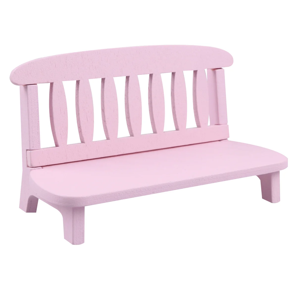 

1pc Mini Wooden Settee Pink Vintage Home Office Decor Adorable Craftsmanship Chair Ornament Photo Prop For Cabinet Bar Cafe