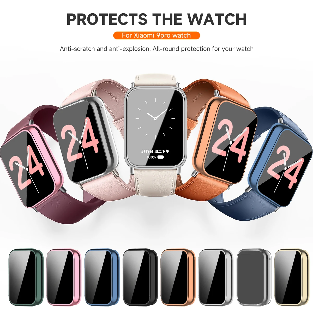 Soft TPU Case for Mi band 9 Pro Smart Watch Full Bumper Cover Screen Protector For Xiaomi Mi band  8Pro with screen Accessories