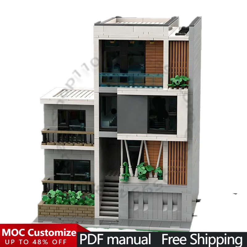 

3031 деталь: Городской инженерный модульный конструктор MOC «Современный роскошный особняк» — модель из кирпичиков для самостоятельной сборки, подарок для мальчиков на праздники