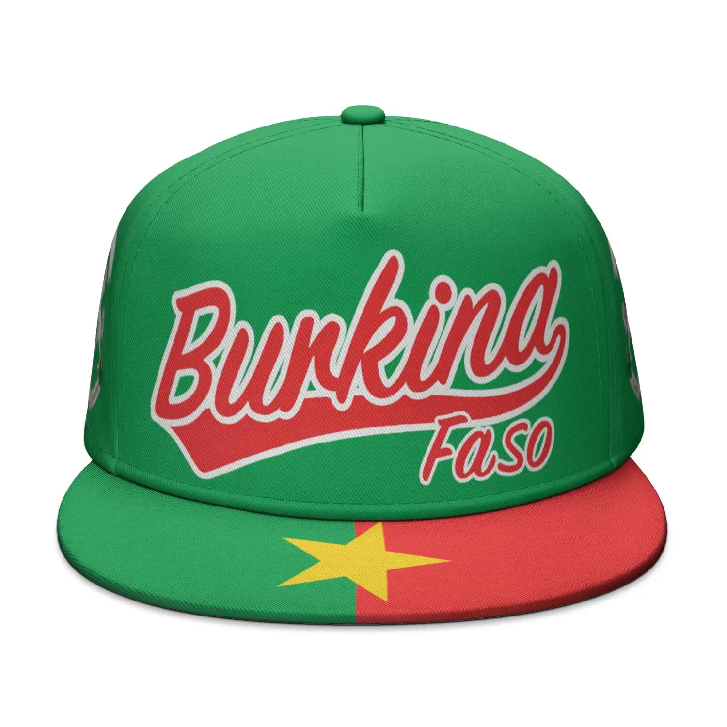 Burkina Faso Flat Brimmed Cap Custom Made Name Team Logo Hip-hop Hat Country Travel Burkinabe Nation French Flag Headgear