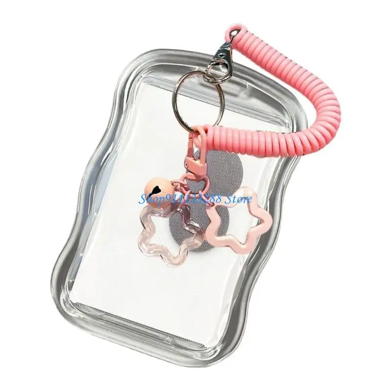 G88d Clear Card Holder mit Spring String Bus Card Case Wasserbeständige Kartenärmele