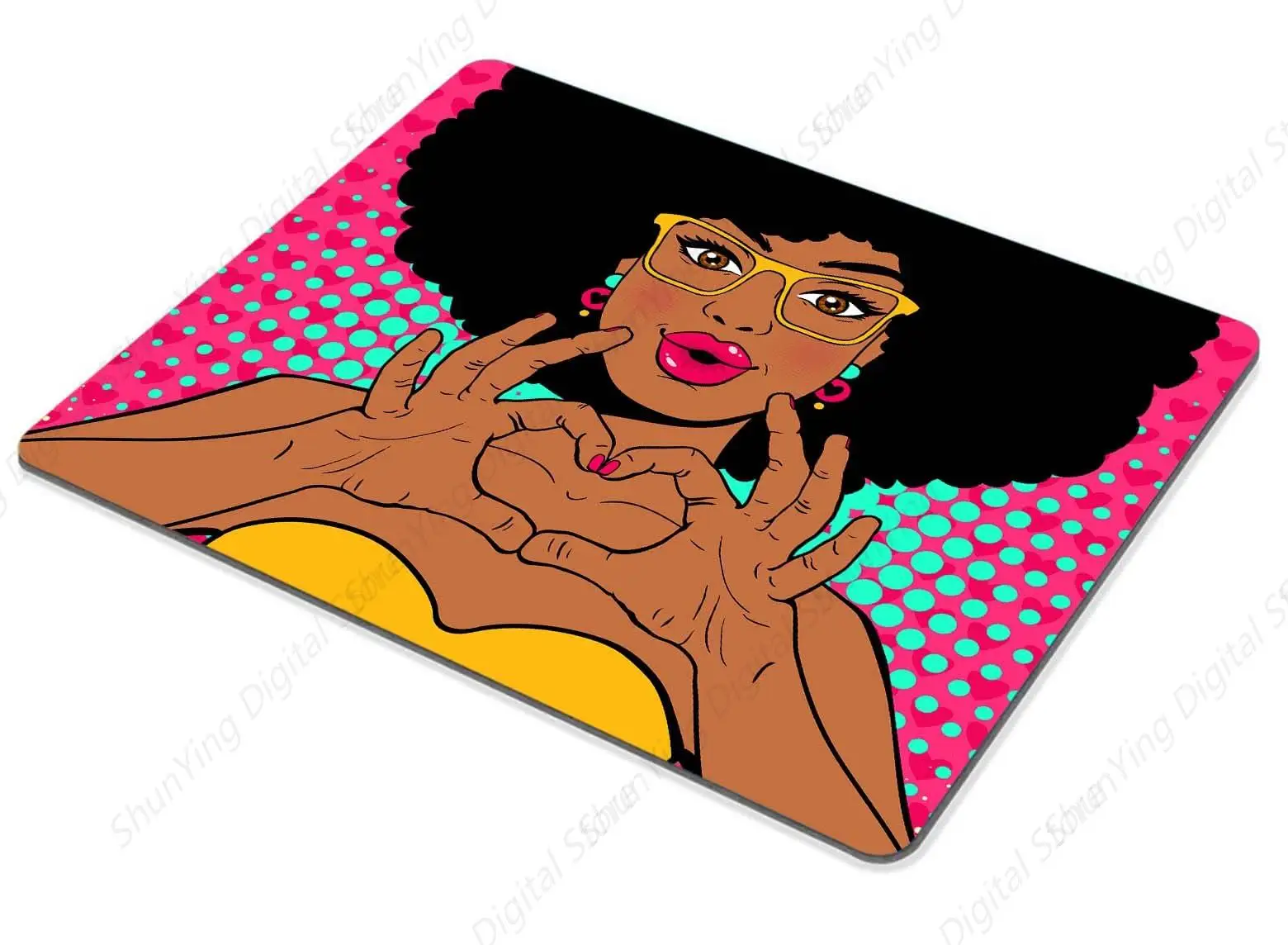 Sexy young African American female non slip rubber mouse pad suitable for gaming office laptops PCs men and women 25*30cm