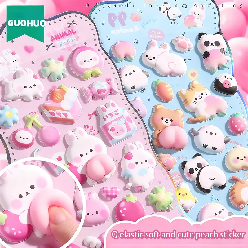 Adesivi 3D Morbidi a Forma di Coda di Coniglio, Adesivi Kawaii per Telefono, Scrapbook, Decorazioni Fai-da-Te, Regali per Feste