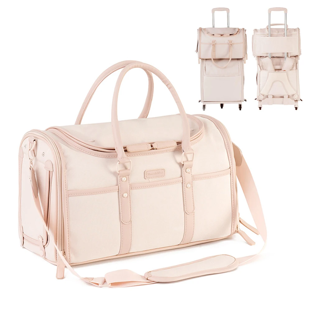 Imagem -02 - Portátil Dobrável Pet Carrier Bolsa Anti-scratch Travel Bolsa Tote Dobrável Rosa nu Respirável Luxo Cães Pequenos