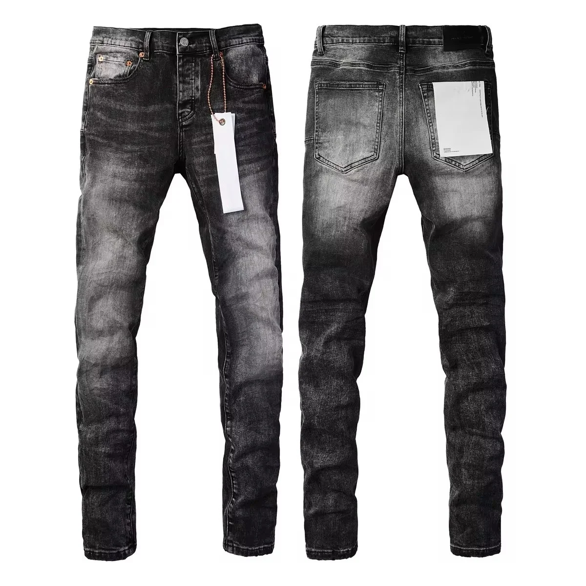 

Purples Men jeans high street black superior quality washing fashion top quality repair low-rise tight jeans trend brands pants