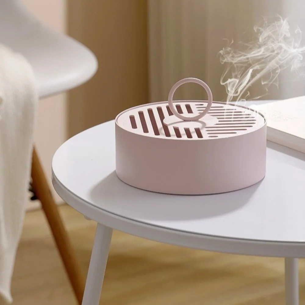 

Portable Rustproof Mosquito Coil Holder Heat Resistant Carbon Steel Incense Burner Box with Lid Round Mosquito Coil Tray Garden