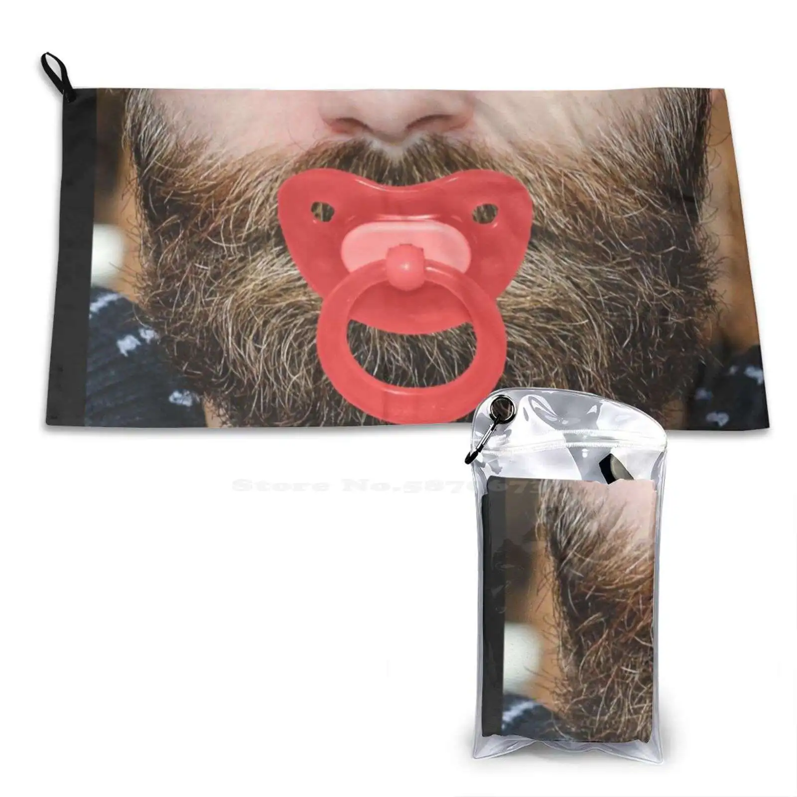 Full Beard With Pacifier Print Washcloth Soft Towel Man People Faces Facial Protection Breathe Material 19Th Respiratory