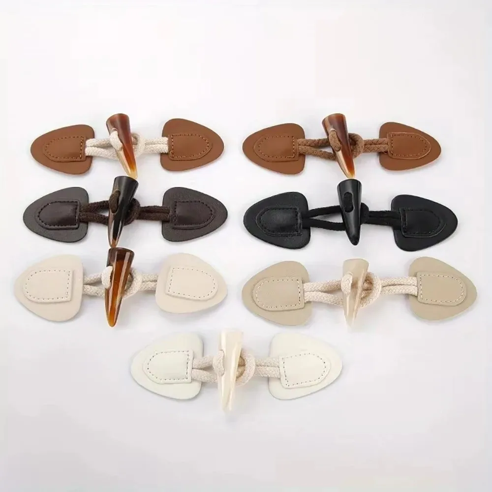 Fashion Vintage Horn Buckle Resin Fastener Sew-On Horn Buttons Bags Decoration PU Leather Sewing Crafts Button for Coats Jackets