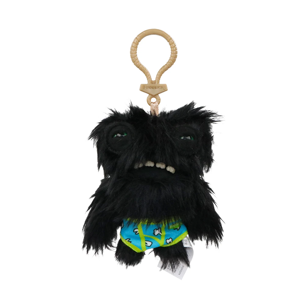 Fuggler macio bonecas de pelúcia chaveiro feio sorriso dentes monstro pingente hug olhos largos estranho preto engraçado mochila chaveiro presentes 11cm