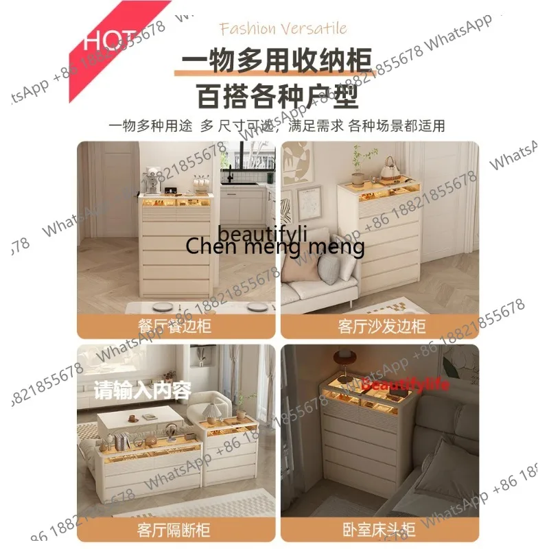 Small apartment bedside bedroom bedside storage chest modern simple bucket cabinet storage deepened drawer cabinet glass LHY26