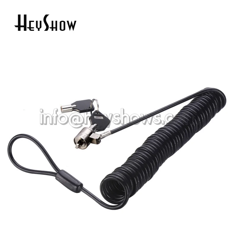 Universal Spiral Steel Wire Laptop Lock Coil Black Computer Security Cable Notebook Anti-Theft Rope with Keys Spring Cord