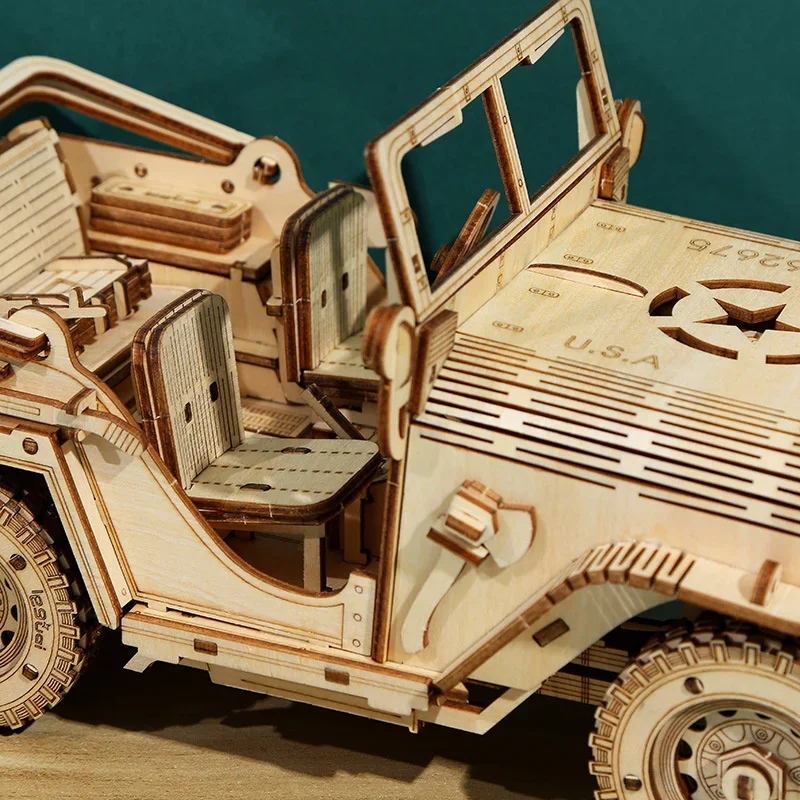 Off-road Jeep Modell 3D Holz Puzzle Auto Montage Spielzeug Jeep Puzzle Spielzeug für Erwachsene Holz Modell Baustein Kits