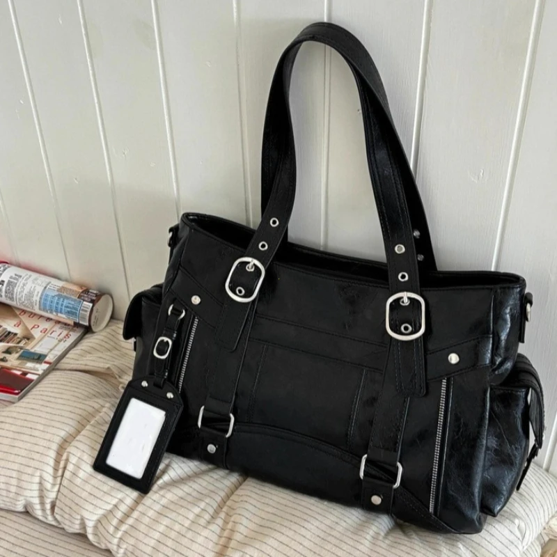 

Y2K Sweet Cool Hot Girl Underarm Bag Ladies PU Leather Square Large Capacity Tote Bag Women Harajuku Crossbody Bag Handbags