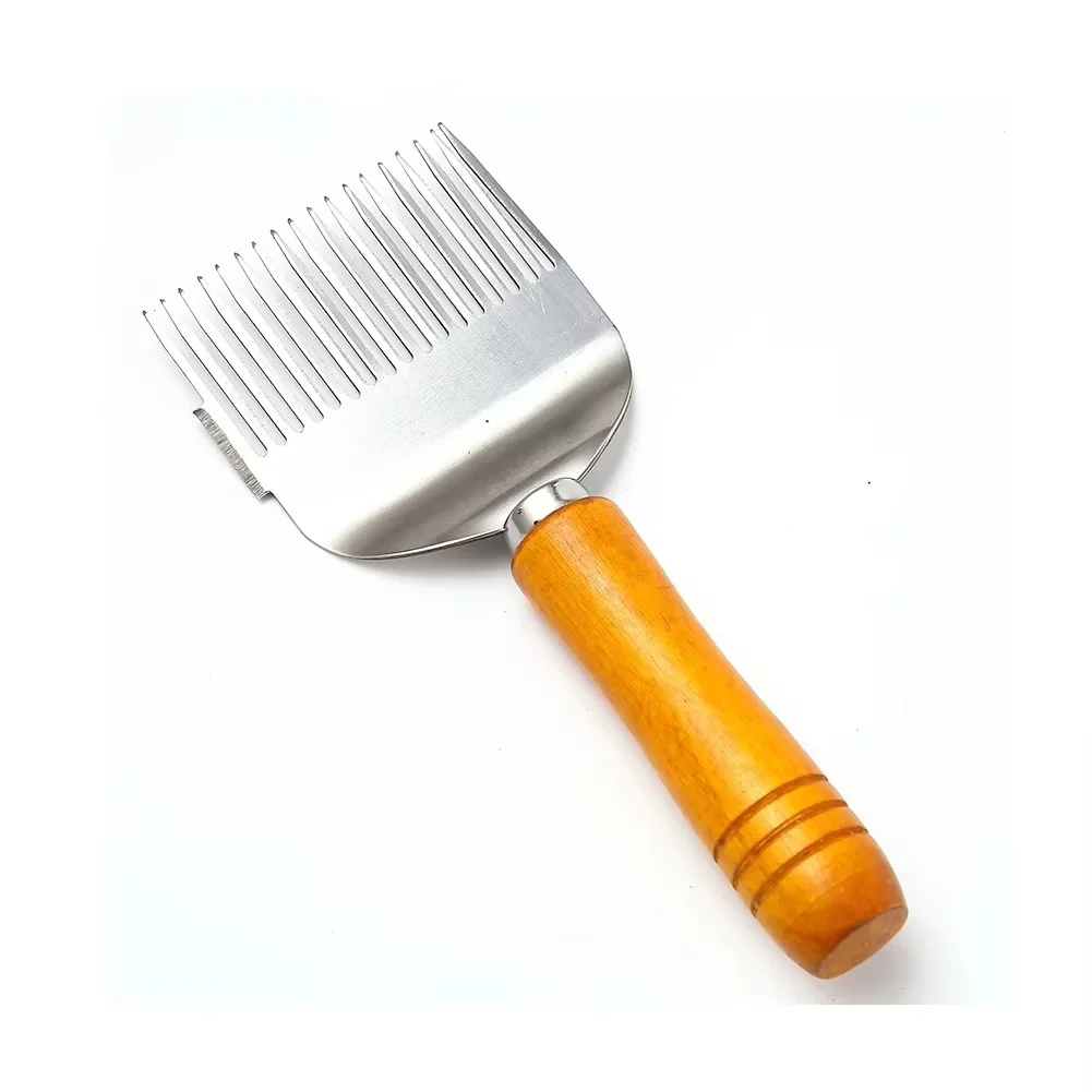 1PC Beekeeper Honey Cutter Wooden Handle Comb Honey Pin Needle Honey Knife Cut Uncapping Forks 17 Root Bee Fork Durable