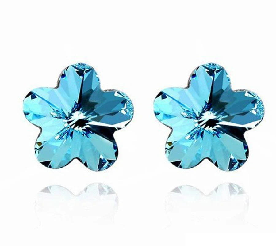 

Hot Sale Designer Luxury Jewelry Crystal Plum Blossom Flower Stud Earrings Woman for Girlfriend Gift
