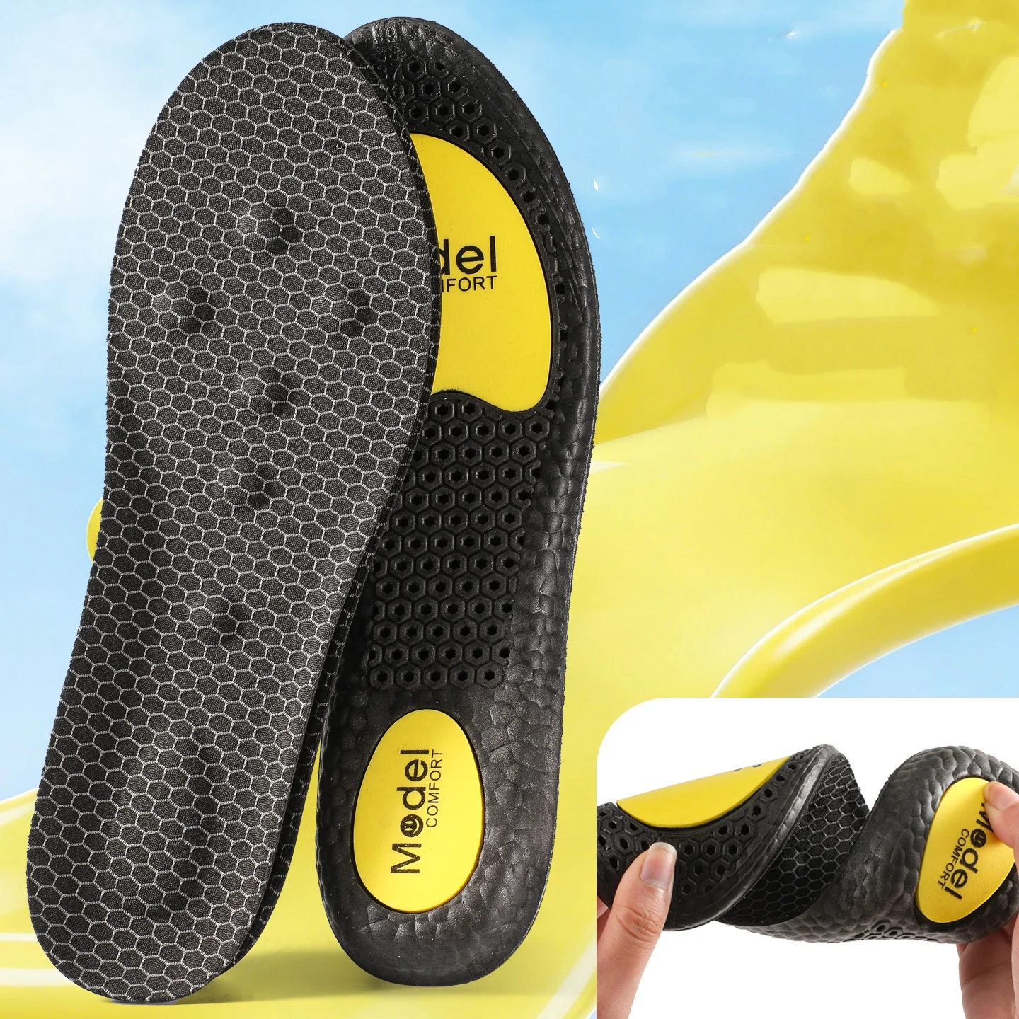 Arch Support Insoles For Men's Sports Shock-absorbing Highly Elastic Sweat-absorbing Odor-proof Breathable Antibacterial Insoles