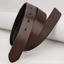 Men's leather belt without head, men's headless belt with head layer, pure cowhide belt without buckle body genuine leather belt