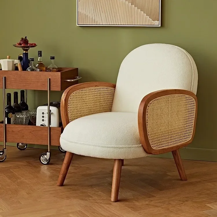 كرسي أريكة الروطان فردي مزدوج كاجوال من الخشب الصلب أثاث غرفة المعيشة القديمة في العصور الوسطى