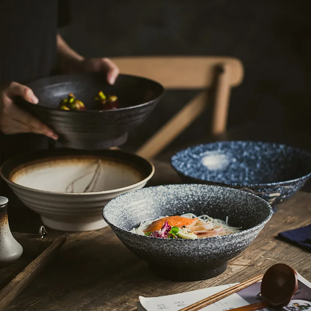 Household Large Ceramic Soup Bowl Creative Japanese Style 10 Inch Ramen Beef Noodles Bowls Porcelain Restaurant Dinnerware