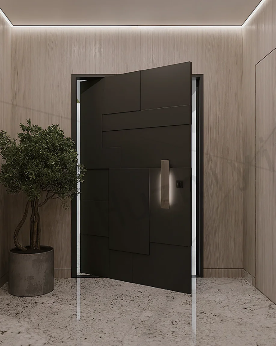 Modern Design Front Entry Steel Wooden Fiberglass Factory  for Residential Apartment Project for Europe with Front  Lock