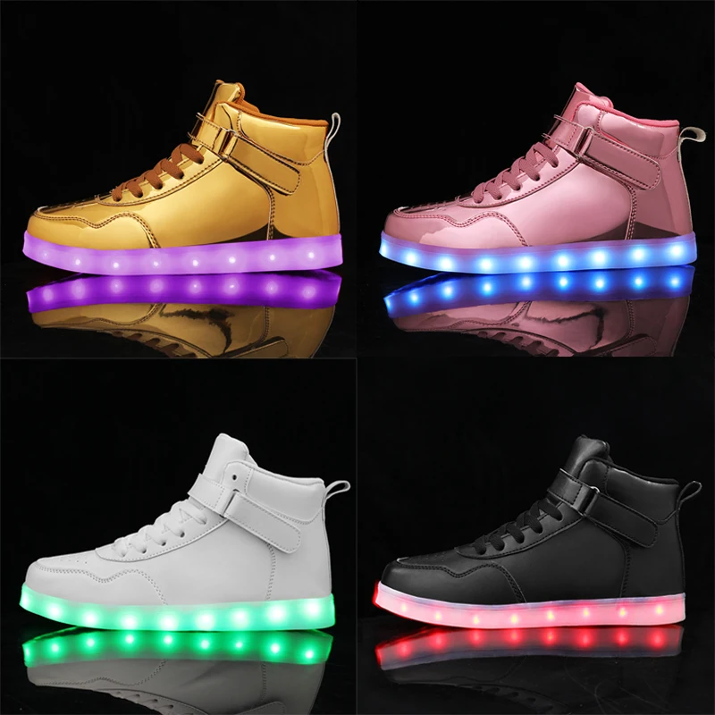 Tênis luminosos brilhantes para crianças, tênis LED para crianças, sola luminosa, sapatos de luz, carregamento, meninos, meninas, tamanho 25-40