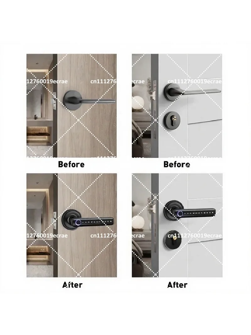 Smart Door Lock 5-in-1 Keyless Entry with Bluetooth, APP, Password, Key & Handle for iOS/Android