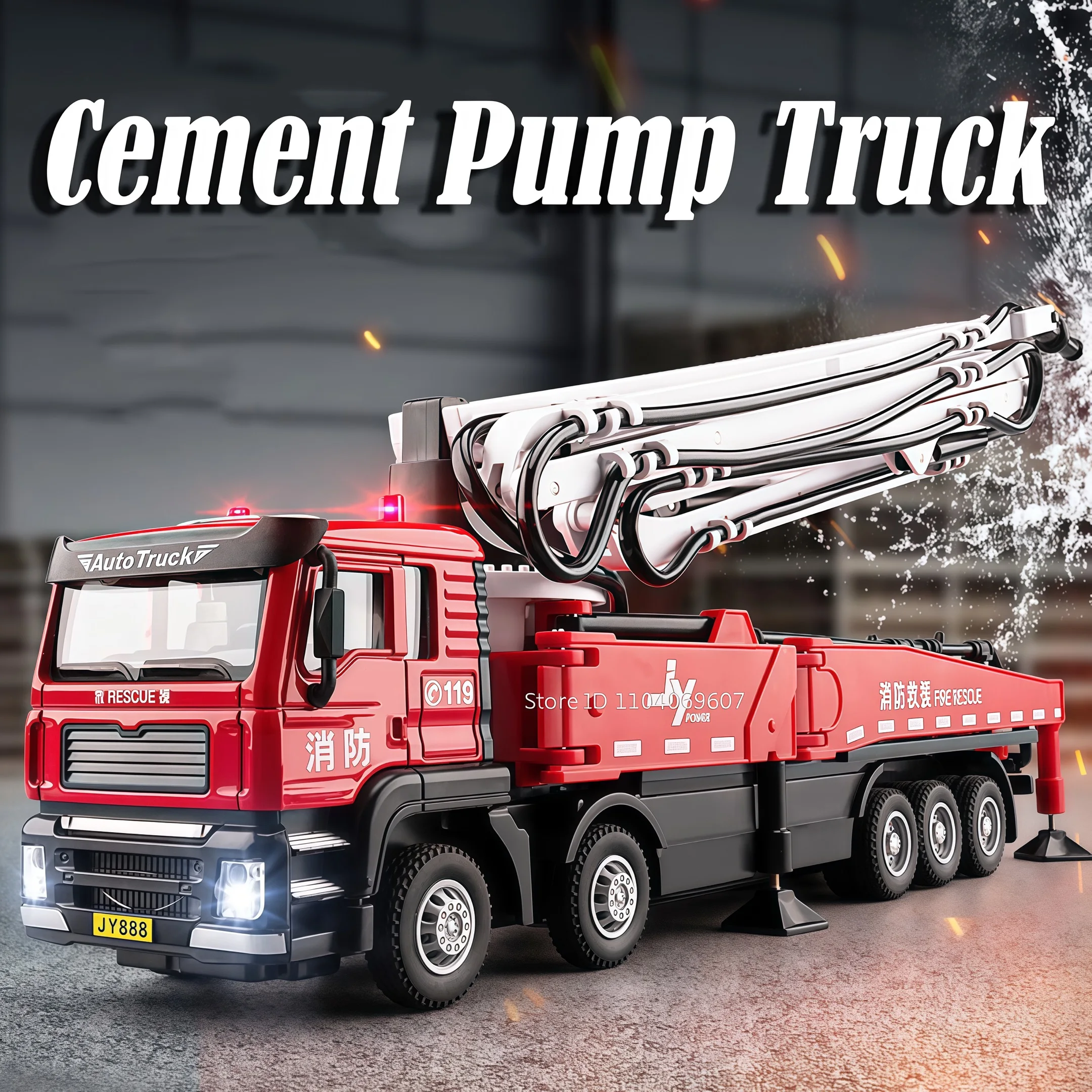 Camion à pompe à ciment en alliage 1:32, modèles de jouets en métal moulé sous pression, Mini véhicules d'ingénierie des déchets, son et lumière, cadeaux pour enfants