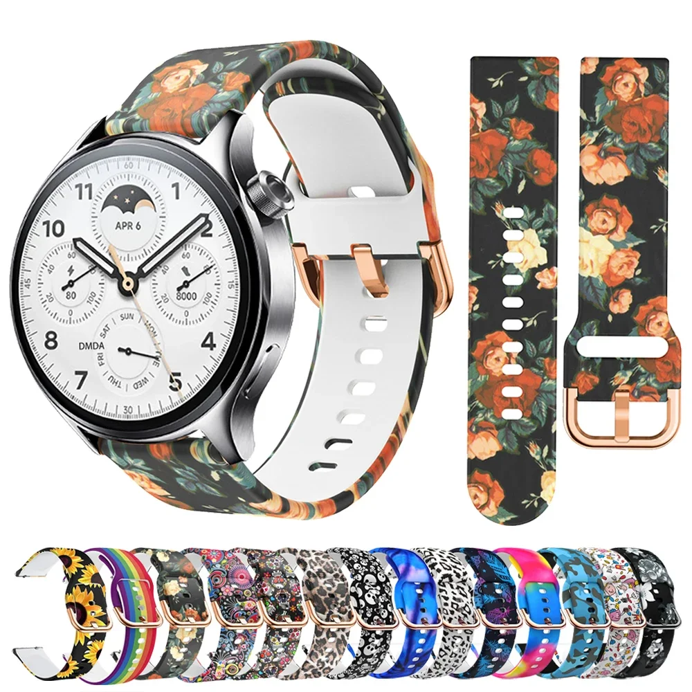 22mm 20mm Replacement Printed Strap For Xiaomi Watch S1 Pro Active/Mi Watch S2 46mm 42mm Color Wristband Women Silicone Bracelet