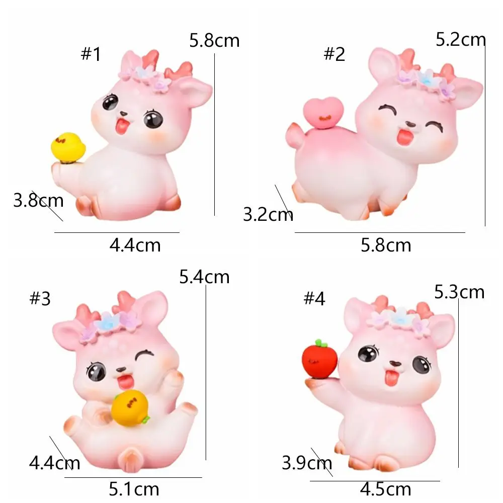 かわいい漫画の鹿の装飾品、樹脂工芸品、エルクのミニチュアフィギュア、リアルなミニ鹿の像、デスクアクセサリー、DIY