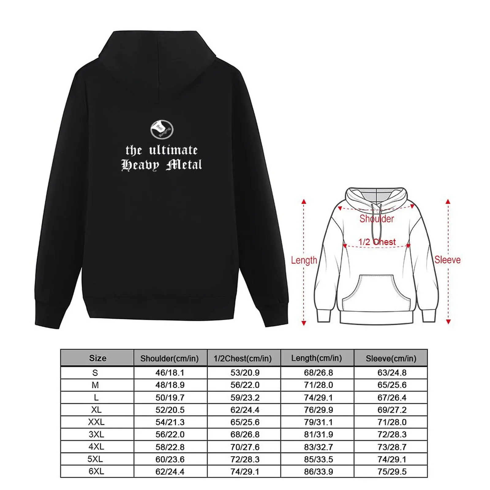 Bell Ringing - Ultimate Heavy Metal - معطف رجالي بقلنسوة أبيض بقلنسوة برسومات قميص عرق للرجال #5