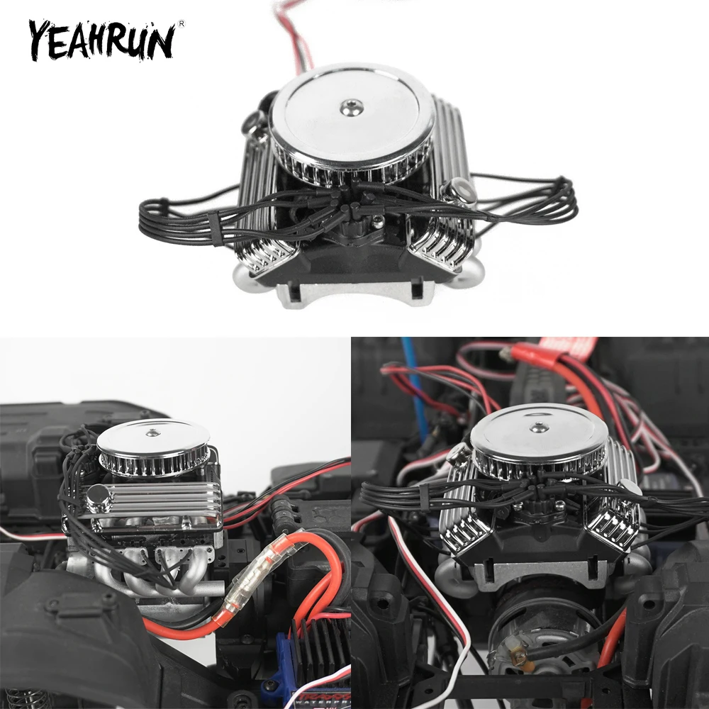 YEAHRUN Rc Car V8 Symuluj wentylatory chłodzące silnik do 1/10 Axial SCX10 90046 TRX4 D90 RC Crawler Car Modified Parts