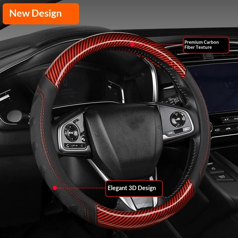 For Jeep Series of Cars Carbon Fiber Steering Wheel Cover, Breathable and Sporty, Anti Slip and Wear-resistant,All-season - view 3