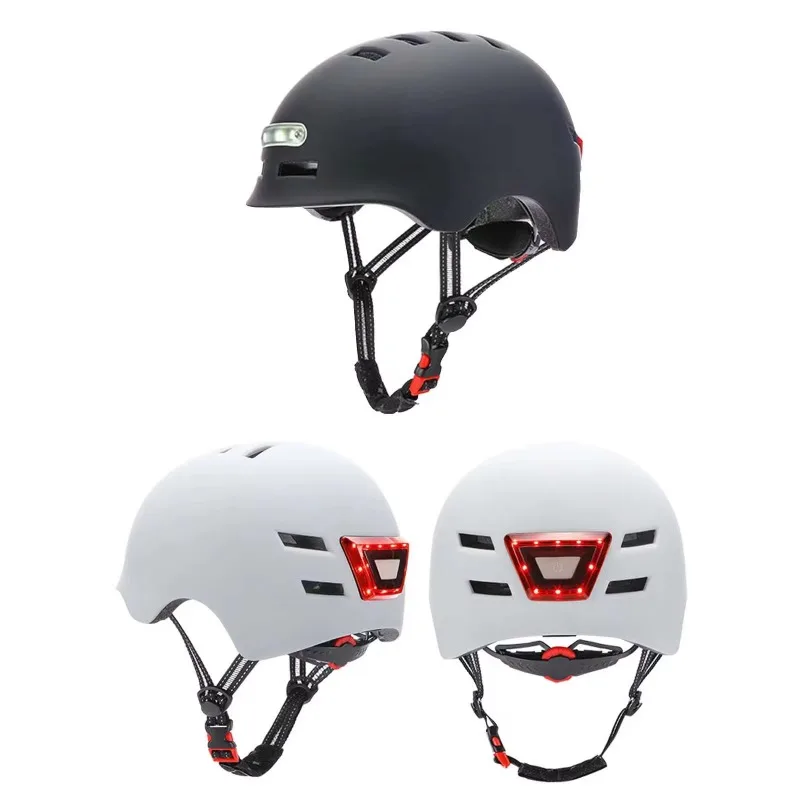 Helmet Scooter bicycle safety helmet with front and rear warning lights