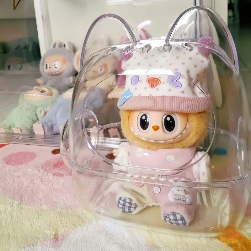 

Лидер продаж 2024 года, 17 см, сумка для хранения кукол Labubu, кавайная прозрачная сумка через плечо, витрина для игрушек, BJD, мини-игрушки, аксессуары для дивана