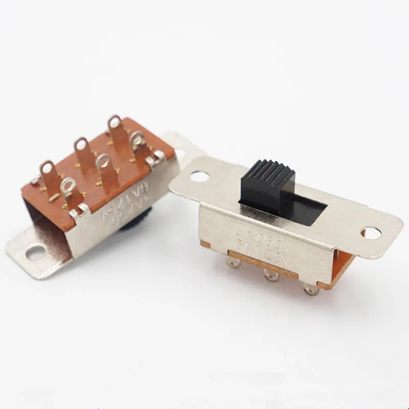 On/Off/On 3 Position 2P3T PCB Panel Slide Switch 6A/125V 3A/250V AC 6 Pins SS-23F19 5mm 8mm Height