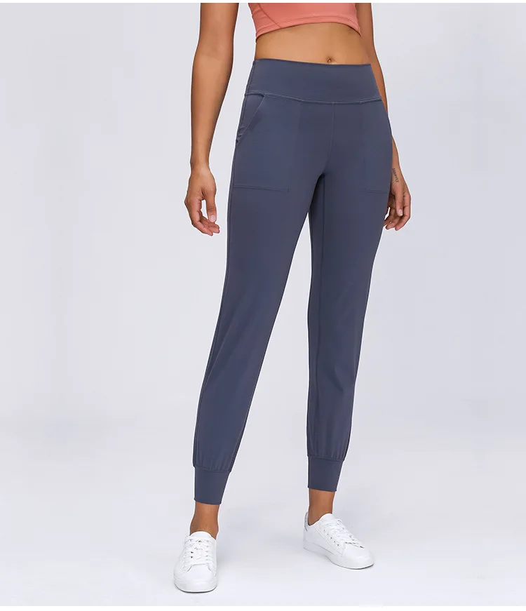 High Waist Running Trousers Loose Pants With Pockets Sporty Workout Soft Elastic Running Sweatpants