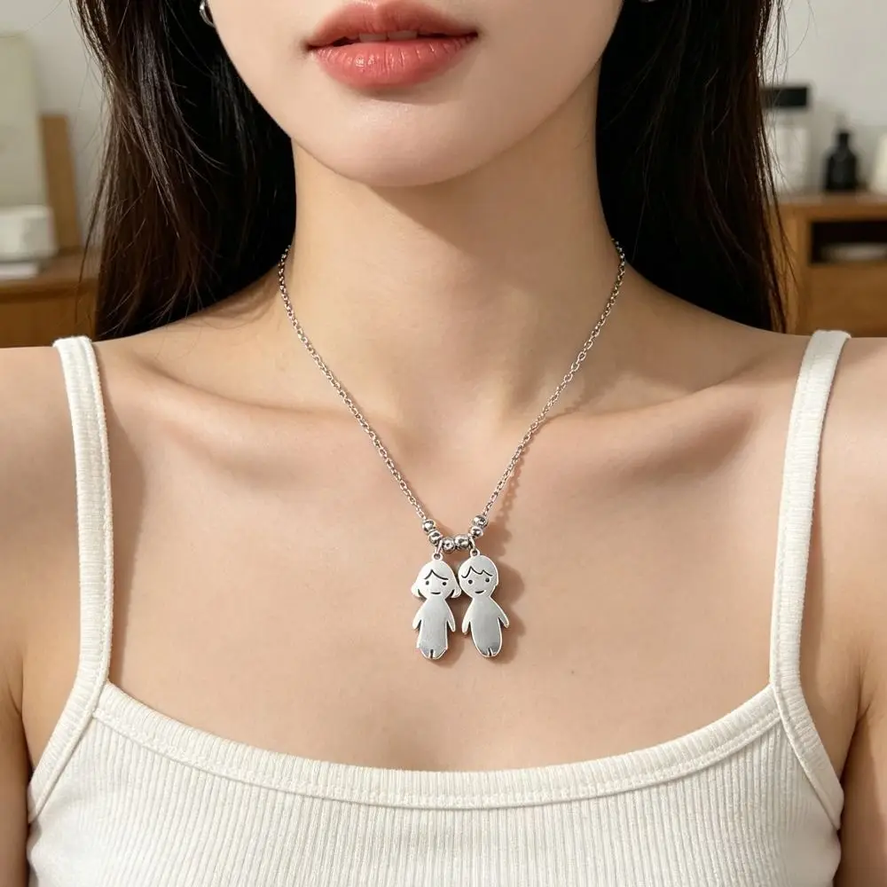 

Fashion Jewelry Stainless Steel Family Necklace Pendant Simple Friendship Necklace Personality Lover Necklace Lovers