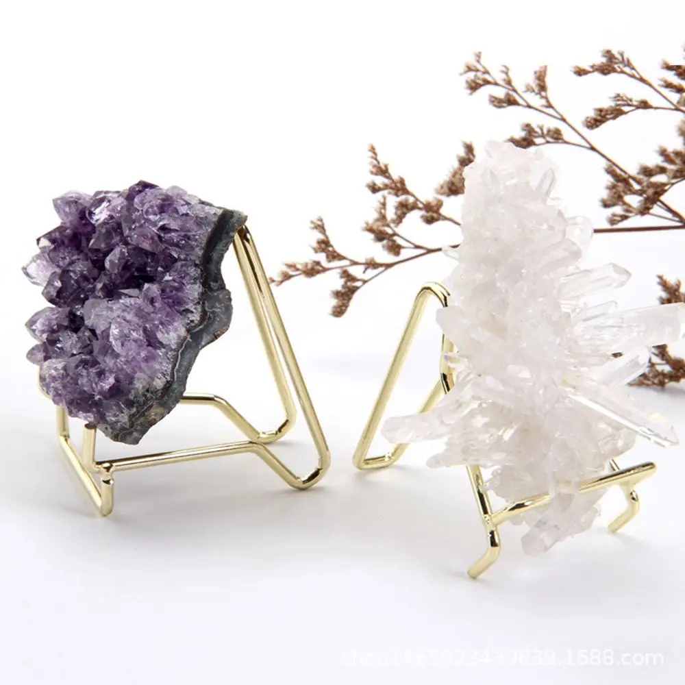 Metal Shelf Stones Crystal Cluster Agate Stand Holder Mineral Specimen Display Stand Chair-shaped Crystal Jewelry Display Base