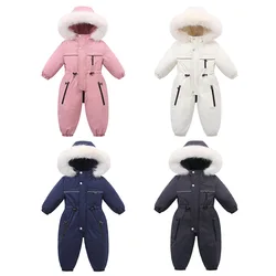 -30 Degree Winter Children Boys Ski Suit Plus Velvet Warm Kids Winter Overalls 1-5 Years Baby Boy Jumpsuit Infant Girl Romper