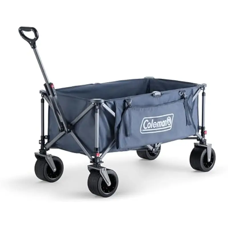 XL Foldable Utility Wagon Blue Heavy-Duty 400 Lb Load Capacity 50+ Gallon Storage Collapsible Design One-Pull Mechanism All-Terr