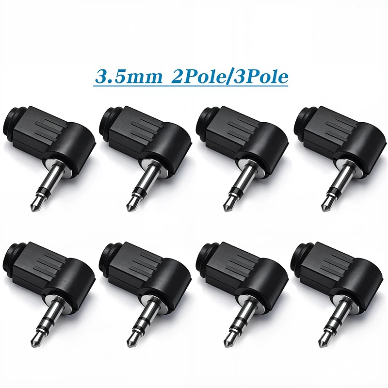 5pcs 3.5mm 2pole 3pole Audio Mono Stereo Male Plug Right Angle Plugs for Phone Headset