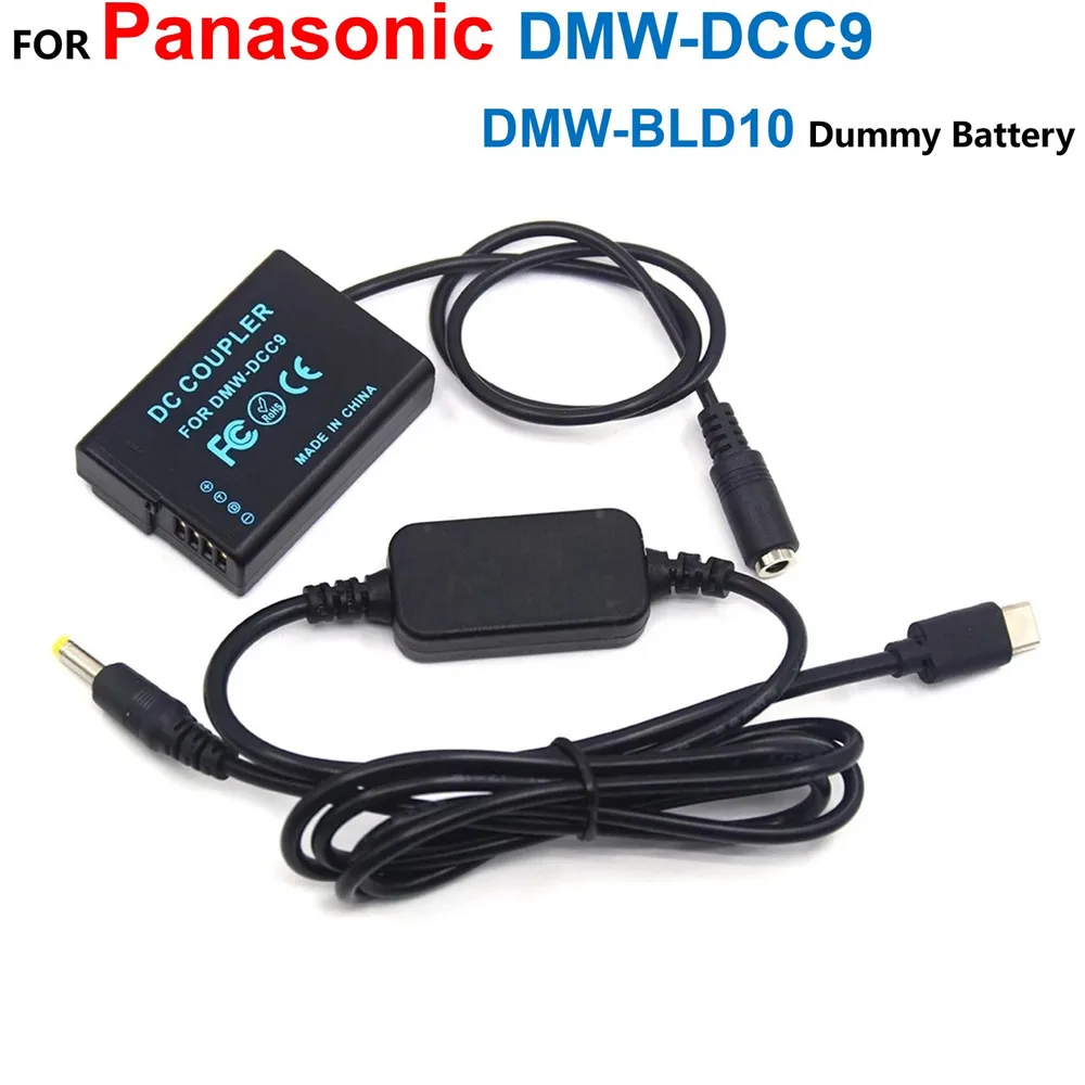 

DMW-DCC9 DMW-BLD10 Fake Battery+USB Type-C Power Bank Cable Adapter Cable For Panasonic DMC-GX1 DMC GF2 G3 G3K G3R G3T G3W G3EGK