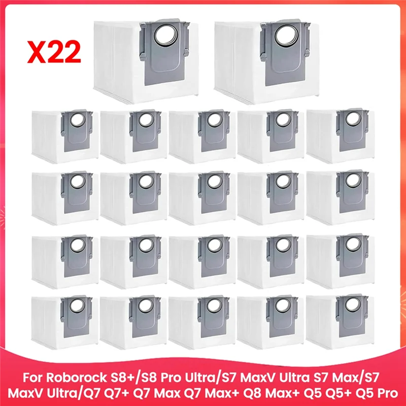 TCF-22Pack أكياس الغبار لـ Roborock S8+، S8 Pro Ultra، S7 Maxv Ultra S7 Max، S7 Maxv Ultra، Q7 Q7+ Q8 Max+ Q5 Q5+ Robot Vacuum