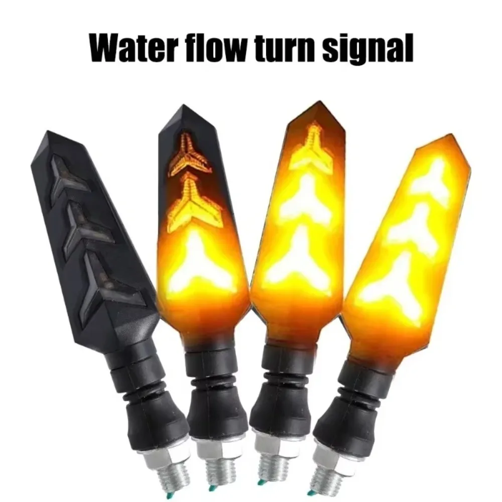 High Quality Universal LED Headlight Y-Shaped Double-sided Turn Signals ABS Two-color Flowing Water Light For Motorcycle