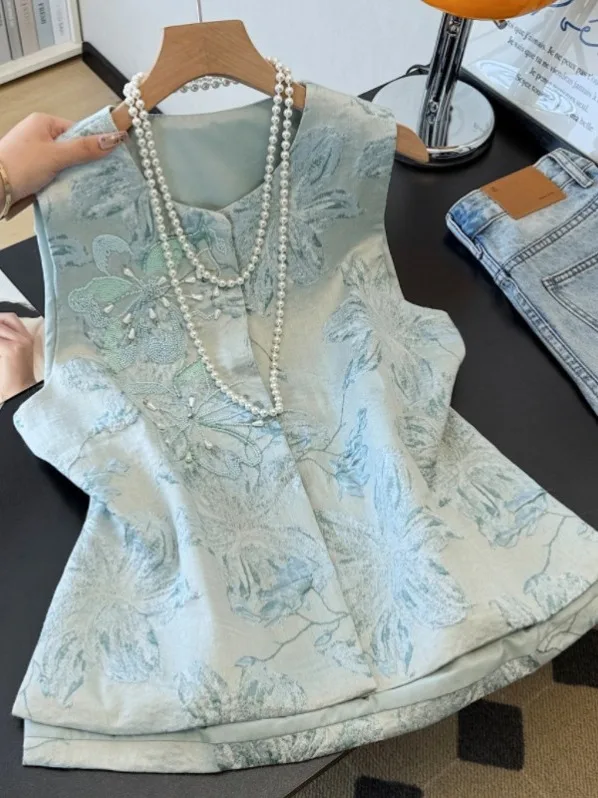 

Новая женская элегантная блузка 2025 года в китайском стиле с вышивкой и бисером, винтажная, универсальная, для осеннего сезона